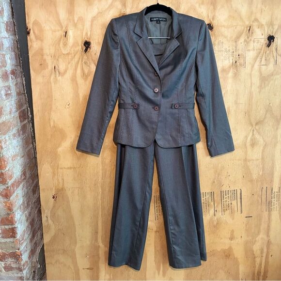Albert Nipon Gray Blazer Suit Jacket - Picture 1 of 7